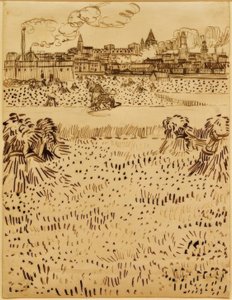 Utsikt over Arles over kornåkrene av Vincent van Gogh