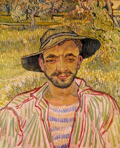 Byste av bondeansikt med stråhatt Maleri av Vincent Van Gogh (1853-1890) 1889 Dim. 61x50 cm. Galleria Nazinale d