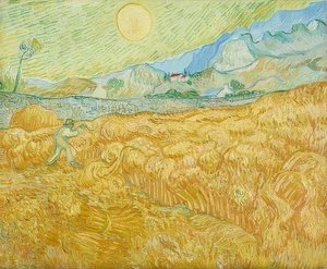 Høsten, kornåker med høstere (La moisson). 1889 av Vincent van Gogh