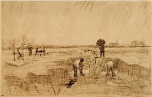 Kirkegård i regnet av Vincent van Gogh