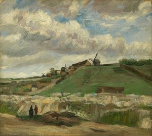 Montmartre-bakke med steinbrudd. Paris, juni-juli 1886 av Vincent van Gogh