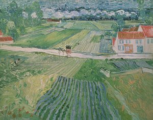 Landskap ved Auvers etter regn (Landskap med vogn og tog) av Vincent van Gogh