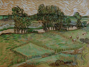 Landskap med en bro over Oise av Vincent van Gogh