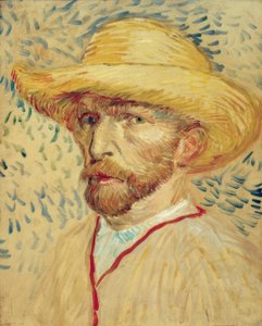 Selvportrett med stråhatt og malersmokke av Vincent van Gogh