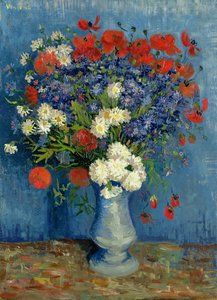 Stilleben: Vase med kornblomster og valmuer, 1887