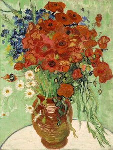 Stilleben, vase med tusenfryd og valmuer, 1890 av Vincent van Gogh