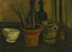 Stilleben med børster i en blomsterpotte; Stilleben med børster i en blomsterpotte, 1884 av Vincent van Gogh