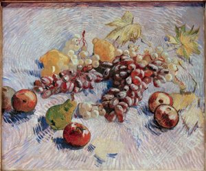 Stilleben med druer, epler, sitroner og pærer av Vincent van Gogh