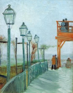 Terrasse og utsiktsdekk på Moulin de Blutefin, Mont av Vincent van Gogh