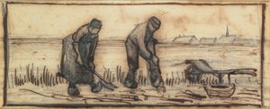 Potethøsten, fra en serie på fire tegninger som representerer de fire årstidene (blyant, penn og brunt blekk på papir) (se også 61643-5) av Vincent van Gogh