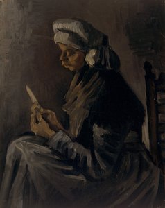 Potetskrelleren bakside: Selvportrett med stråhatt, 1885. av Vincent van Gogh