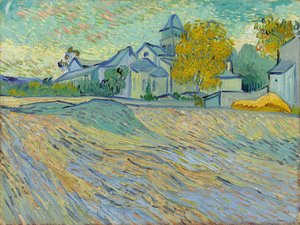 Utsikt over asylet og kapellet i Saint-Remy, 1889 av Vincent van Gogh