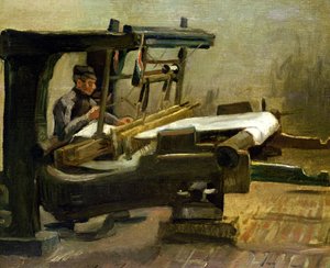 Vever ved vevstolen, mot høyre, 1884 av Vincent van Gogh
