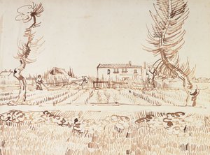 Arbeid på feltene i Arles; Ploughman in the Fields at Arles, 1888 av Vincent van Gogh