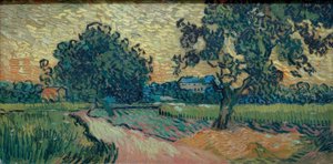 To pæretrær og slottet i Auvers (landskap i av Vincent van Gogh