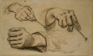 Study, Three Hands, Two Holding Forks F 1161r JH 746 av Vincent van Gogh