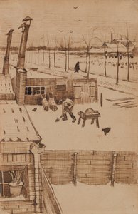Utsikt fra vinduet til Vincents studio om vinteren I (1883) av Vincent van Gogh