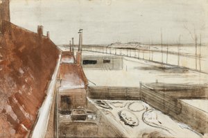 Utsikt fra vinduet til Vincents studio om vinteren II (1883) av Vincent van Gogh