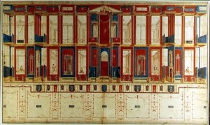 Pompeianske veggdekorasjoner (akvarell og gouache på papir)