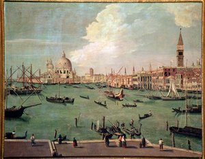 Utsikt over bassenget i St Mark, Venezia, med basilikaen Santa Maria della Salute i bakgrunnen Maleri av Vincenzo Chilone (1758-1839) Dim 100x135 cm Venezia, Museo Correr, n 151