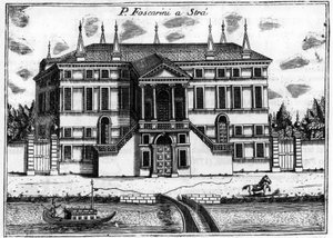 Palasset (Palazzo) Foscarini i Stra nær Venezia. i "" Singularity of Venice "" av Vincenzo Coronelli (1650-1718).