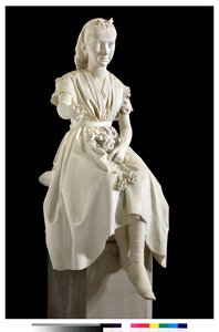 Portrett av Marquise Virginia Busti Porro som en ung jente eller ung dame som tilbyr en blomst