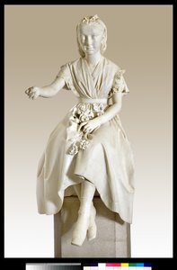 Portrett av Marquise Virginia Busti Porro som en ung jente eller ung dame som tilbyr en blomst