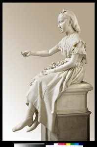 Portrett av Marquise Virginia Busti Porro som en ung jente eller ung dame som tilbyr en blomst
