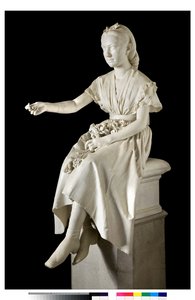 Portrett av Marquise Virginia Busti Porro som en ung jente eller ung dame som tilbyr en blomst