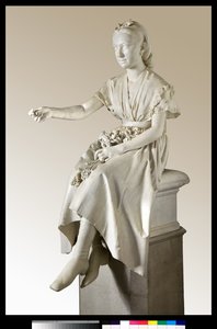 Portrett av Marquise Virginia Busti Porro som en ung jente eller ung dame som tilbyr en blomst
