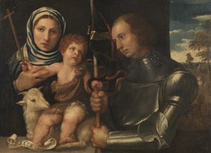 Spedbarn Saint John med en kvinnelig helgen og en krigerhelgen, 1510-20 av Vincenzo di Biagio Catena