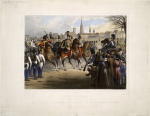 Nicholas I av Russland som sjef oberst for 9. husarregiment Graf Nádasdy ved Glacis i