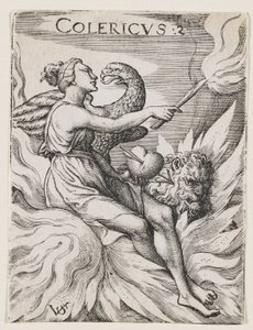 Kolerisk temperament, ca. 1530-62 (gravering) av Virgilius the elder Solis