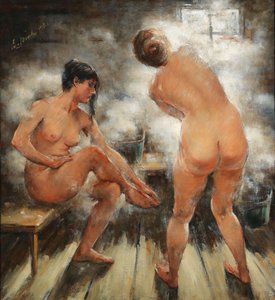 I et russisk dampbad, 1918. av Vitali Gavrilovich Tikhov