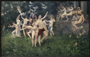 Vårfest (allegorisk scene). Maleri av Karel Vitezslav Masek (1865-1927), olje på lerret av Vitezlav Karel Masek