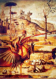 Detalj av St. George dreper dragen, ca. 1502-07 av Vittore Carpaccio
