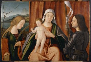 Madonna og barn med de hellige Katarina av Alexandria og enten George eller Liberale av Vittore Carpaccio