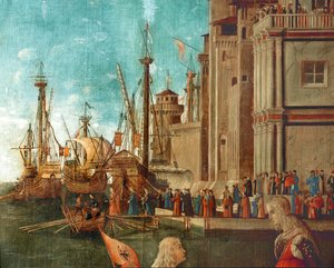 Skip i havnen (maleri på lerret) av Vittore Carpaccio