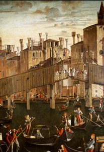 Mirakelet til relikvien fra Det hellige kors ved Rialtobroen i Venezia, detalj. Maleri av Vittore Scarpazza dit Vittore Carpaccio (1460-1525) av Vittore Carpaccio