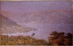 Kjærlighetens perle (Nebbiolina sul lago) (tåke på sjøen, tåke på sjøen) Maleri av Vittore Grubicy de Dragon (1851-1920) 1896 Dim 33,5x51 cm Milano, Galleria d