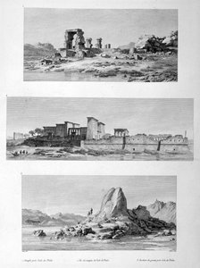 Ødelagte templer i Philae, Egypt, 1802