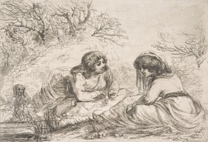 To kvinner i et landskap, 1700-begynnelsen av 1800-tallet., 1700-begynnelsen av 1800-tallet. av Vivant Denon