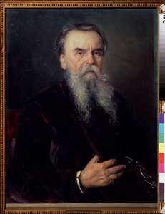 Portrait du collectionneur Ivan Tsvetkov (1845-1917) (Portrett av samleren I. Tsvetkov). Peinture de Vladimir Yegorovich Makovski (Makovsky, Makovskij) (1846-1920), huile sur toile av Vladimir Egorovic Makovsky