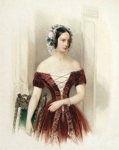 Portrett av hertuginne Alexandra Nikolajevna av Russland (1825-1844) Prinsesse av Hessen Kassel"" (storhertuginne Alexandra Nikolaevna av Russland) Maleri av Vladimir Ivanovich Hau (Gau) (1816-1895) ca. 1840 St. Petersburg statlige friluftsmuseum Peterhof