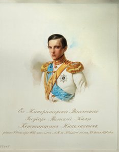 Portrett av storhertug Konstantin Nikolaevich av Russland (1827-1892) (Fra albumet til de keiserlige hestevaktene) - Hau (Gau), Vladimir Ivanovich (1816-1895) - 1846-1849 - Akvarell på papir - Institutt for russisk litteratur IRLI (Pushkin-huset), St. Pete av Vladimir Ivanovich Hau