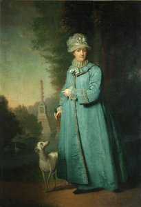 Catherine II spaserer i parken ved Tsarskoye Selo med Chesme-søylen i bakgrunnen, 1794 av Vladimir Lukich Borovikovsky