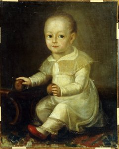 Portrett av et barn med epler. (Portrett av et barn med epler). Maleri av Vladimir Lukitch Borovikovsky (eller Borovikovsky) (1757-1825) av Vladimir Lukich Borovikovsky