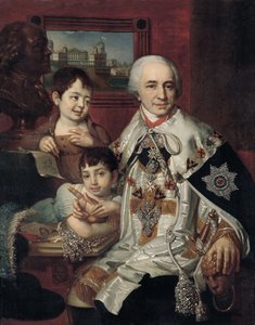 Portrett av admiral grev Grigory Grigoryevich Kushelev 1754-1833 med barn, 1801 av Vladimir Lukich Borovikovsky