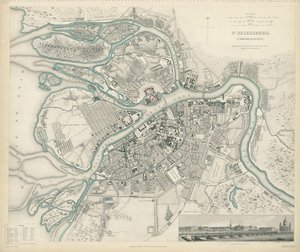 Kart over Petersburg, 1834 av W.B. Clarke