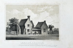 Lenton Station, Nottingham og Mansfield Railway, ca. 1848 (tonet litografi på papir)